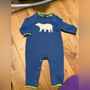 Gap Blue Bear Knit Baby Onesie